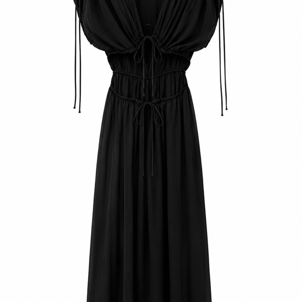 Zara Black Drawstring Maxi Dress